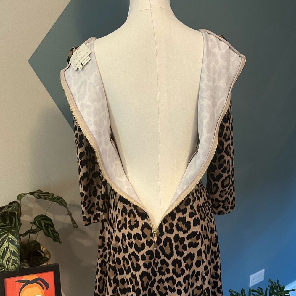 Kate Spade Leopard Fit & Flare Dress 00 Autumn Wedding Guest Homecoming - Picture 5 of 11
